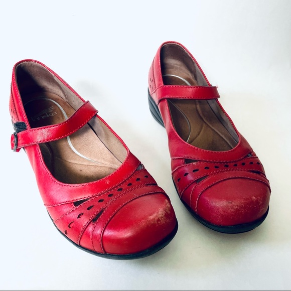 Dansko Shoes - Dansko Mathilda Mary Jane Red Leather Shoes 38